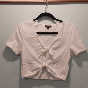 Topshop Tied White Crop Top